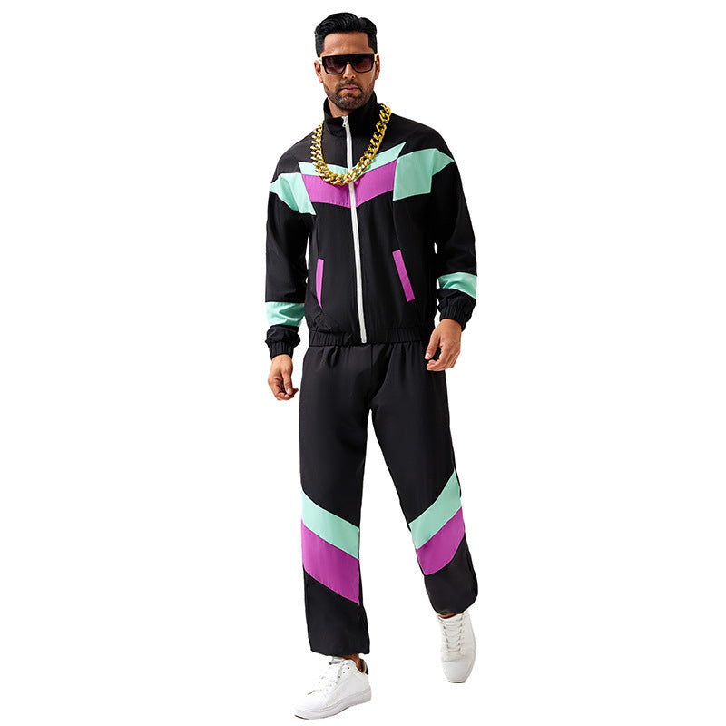 Hippie Disco Dance Costume Set 70s Retro Tracksuit Jacket and Pants for Men and Women Adult Party Wear