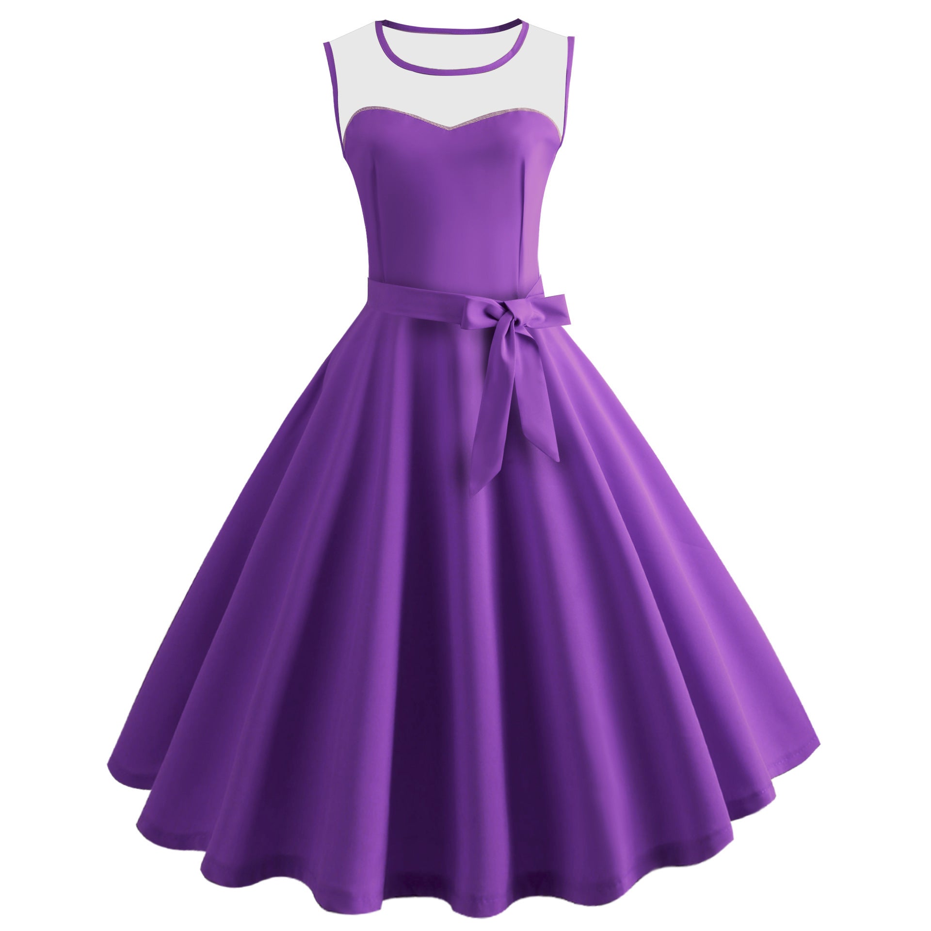 Ladies' Mesh Patchwork Waist-slimming Dress