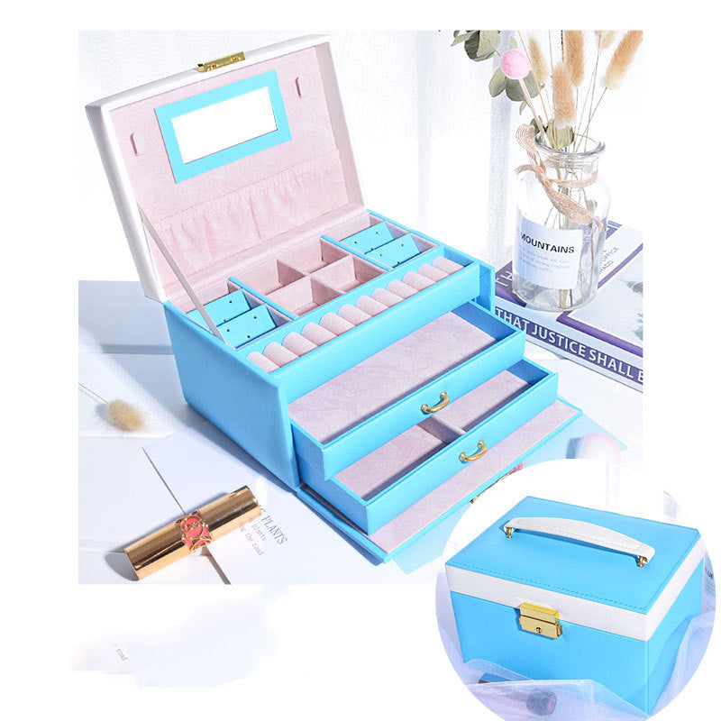 Threelayer Pu Jewelry Box Accessories Creative Storage