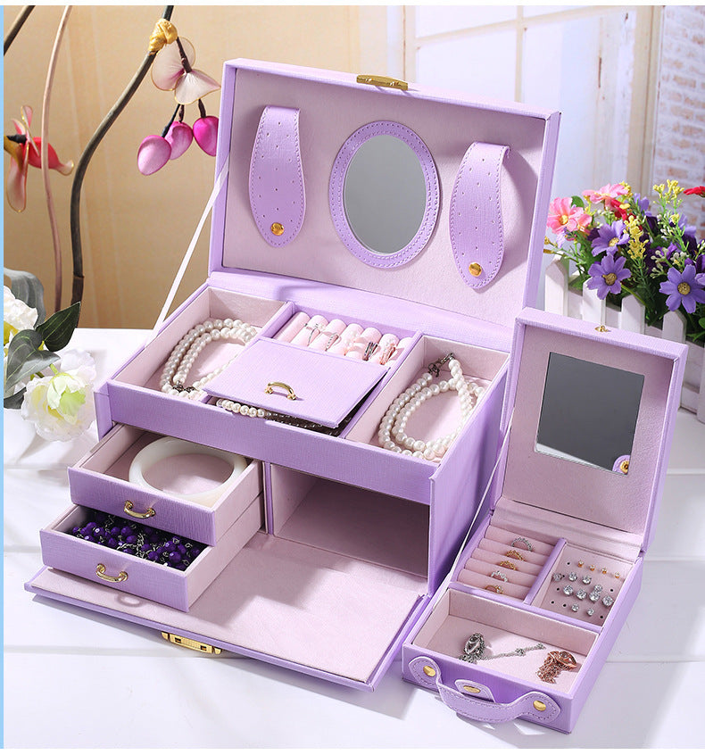 Jewelry Three-layer Storage Box Wooden