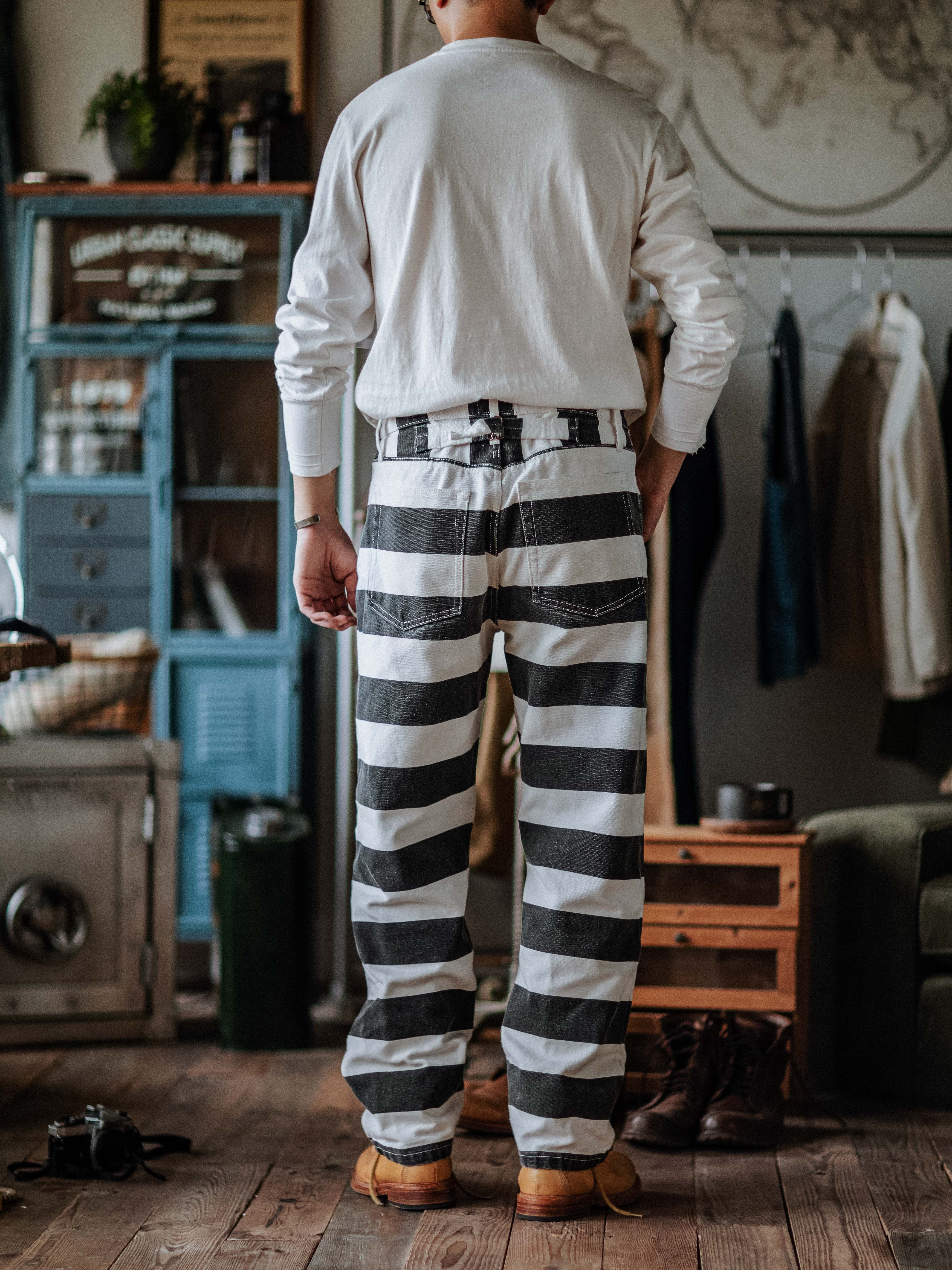 Wide Striped Prison Motorcycle Pant