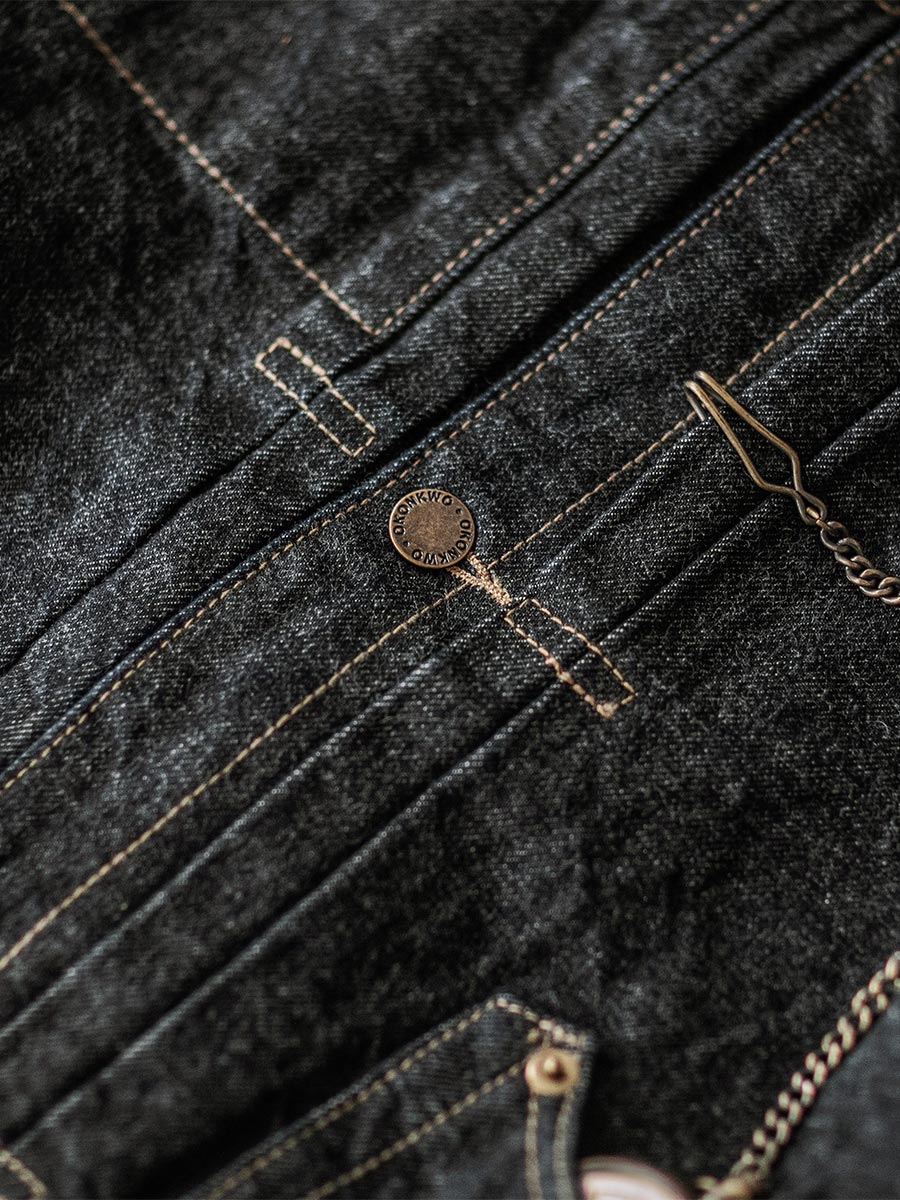 PLEATED FRONT DENIM BROUSE