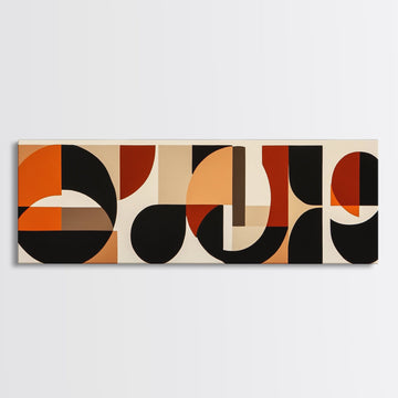 Neutral Wall Art, Earth Tones Mid-century Modern Inspired Geometric Patterns Wall Art, Home Decor, Above Bed Or Sofa Panoramic