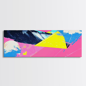 Vaporwave Abstract Wall Art, Canvas Print, Retro 80s Vibe Home Decor, Pink and Turquoise Wall Art, Oversized Art