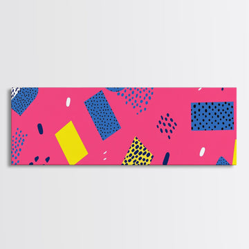 Retro 90s Style Mall Art, Framed Canvas Print, 1990s American Mall Inspired Wall Art, Retro Decor, Fuschia Pink and Blue Eye Catching Wall Art