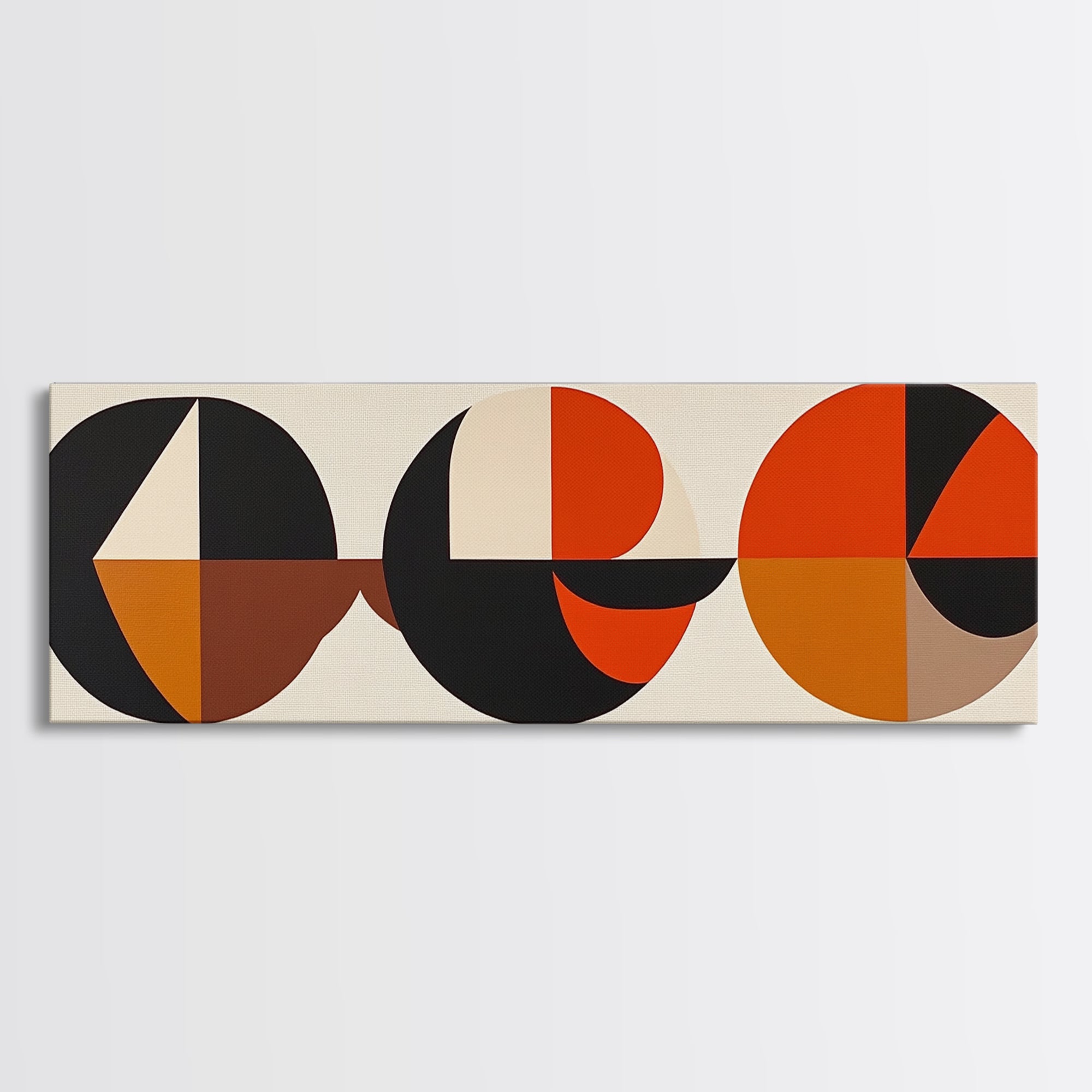 Abstract Art Deco Inspired Wall Art, Triangles and Circles, Geometric Pattern Wall Art, MCM Home Decor, Extra Wide Oversized Art