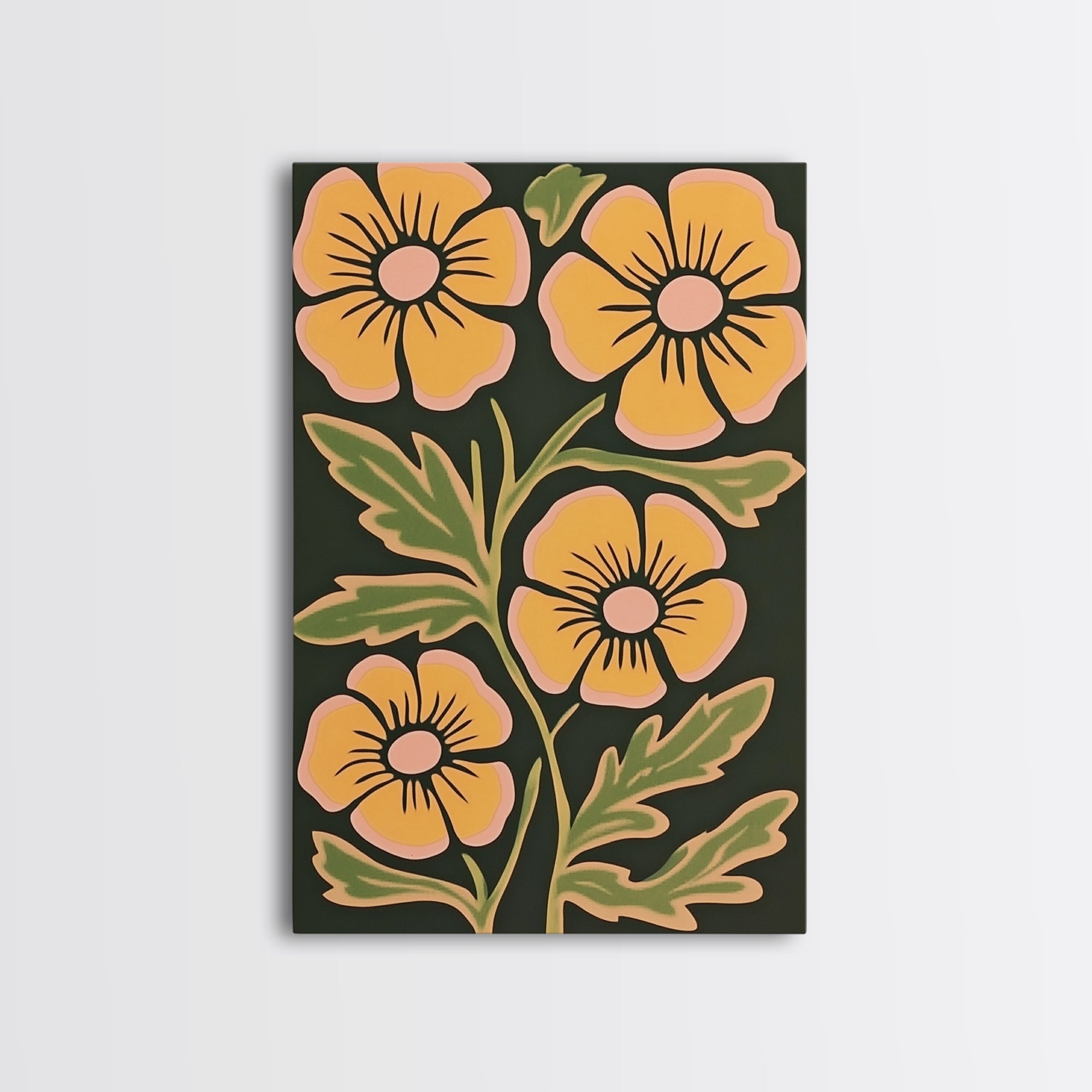 Midcentury Boho Modern Art, Abstract Floral Print, Botanical Decor, Florer Painting Wall Art, Canvas Print, Flower Art Prints, Mid Century Art