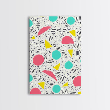 Retro Style Preppy Wall Art Framed Canvas Print, 90s Style Shopping Mall Style Abstract Art