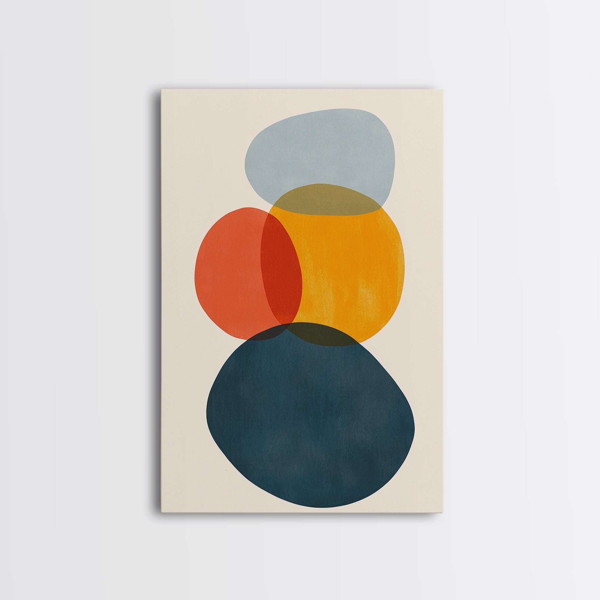 Mid Century Modern Abstract Wall Art Print, White Background Watercolor Spots On Canvas, Canvas Print, Modern Retro Living Room Art
