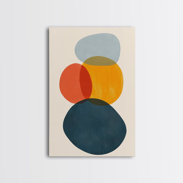 Mid Century Modern Abstract Wall Art Print, White Background Watercolor Spots On Canvas, Canvas Print, Modern Retro Living Room Art