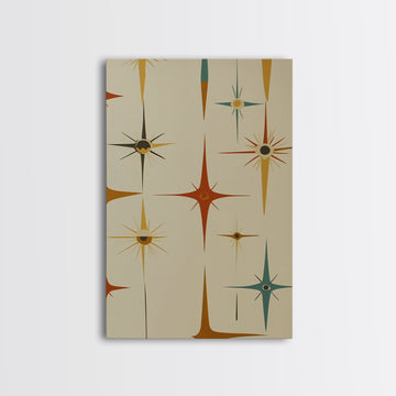 Mid Century Modern Atomic Starburst Retro Wall Art - Atomic Decor - Canvas Print - 50s Style Wall Art - MCM Mid Century Modern Art