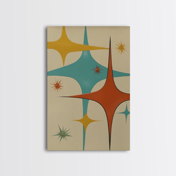 Art Deco Star Burst Canvas Print Wall Art, Retro 50s Style, Starburst, Mid-Century Modern Wall Art