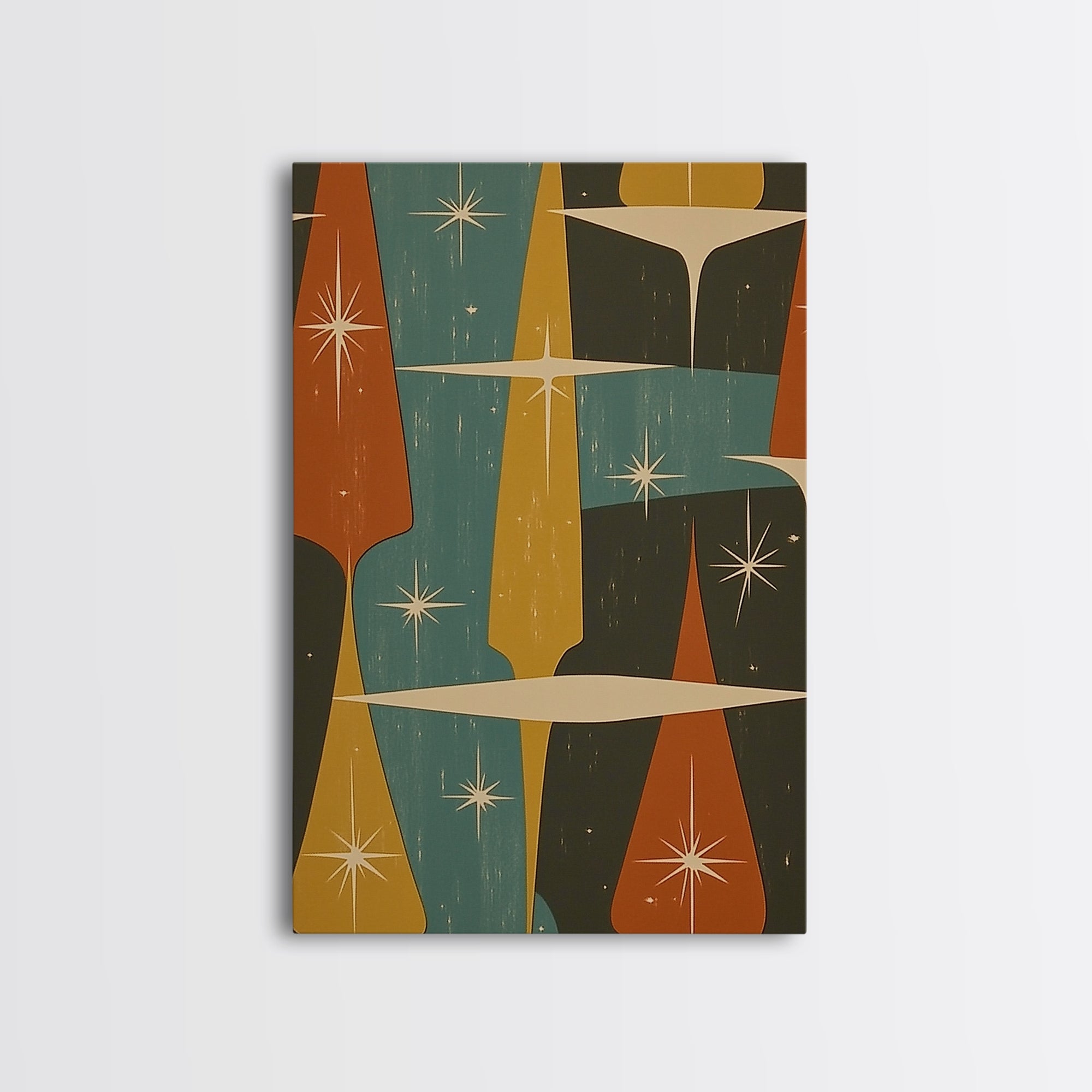 Art Deco Star Burst Canvas Print Wall Art, Retro 50s Style, Starburst, Mid-Century Modern Wall Art, Boho Decor