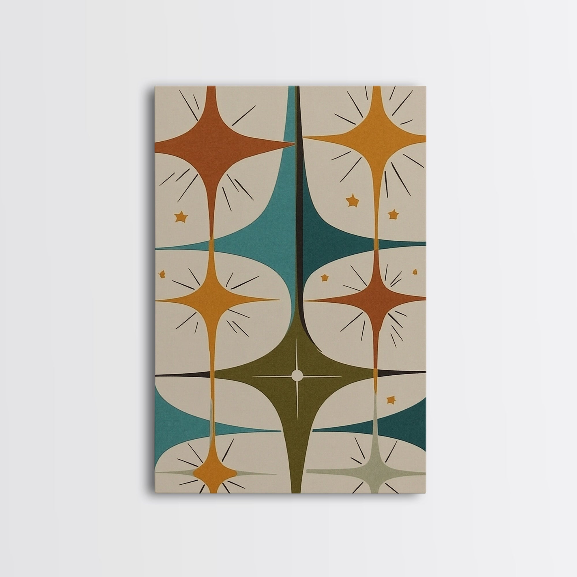 Art Deco Star Burst Canvas Print Wall Art, Retro 1950s Style, Starburst, Mid-Century Modern Wall Art, Minimalist Home Decor, Modern Art