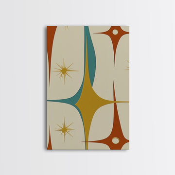 1950s Style Retro Starburst, Pastel Colors, Canvas Print, MCM Wall Art Home Decor