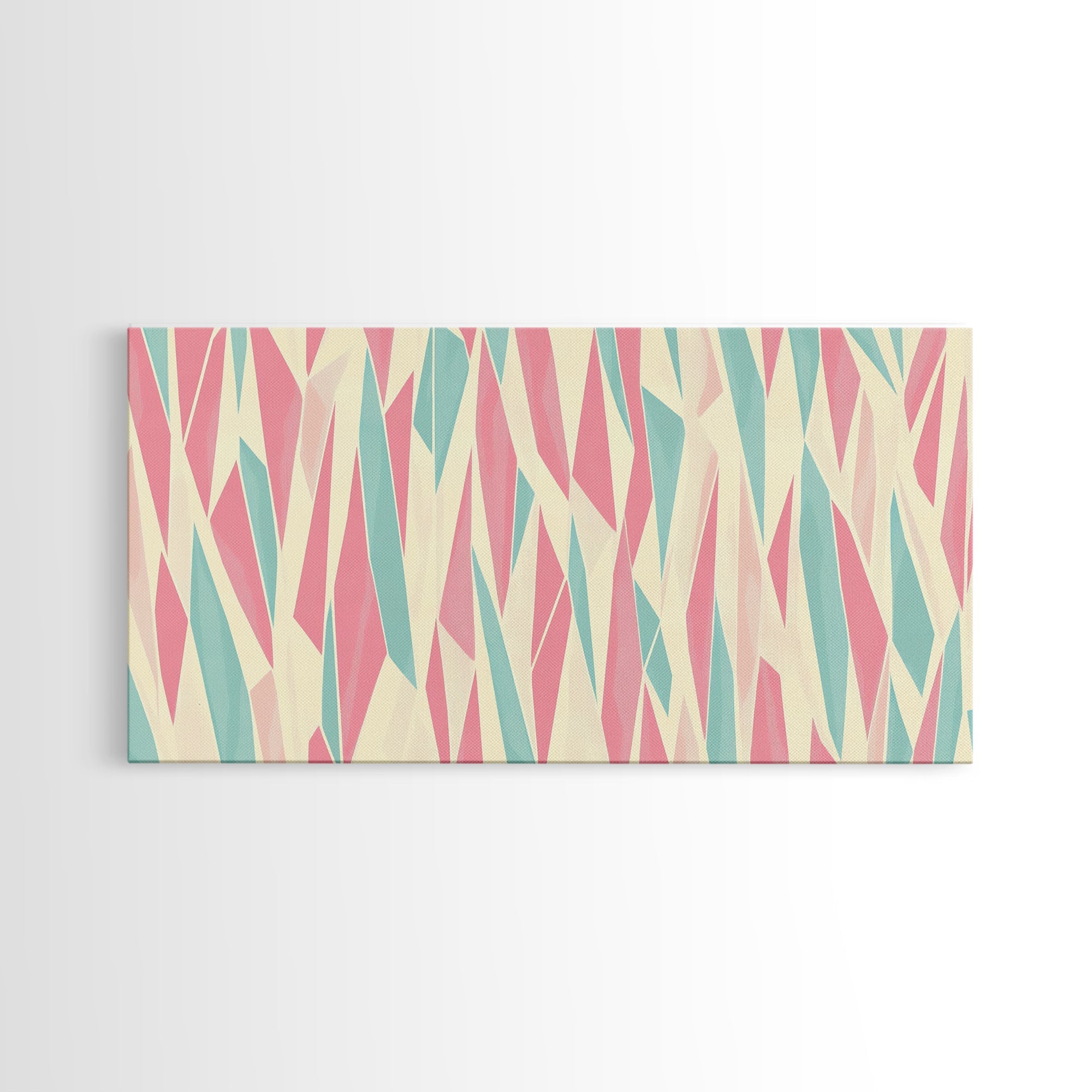 Pastel Mid-Century Modern Art - Retro Geometric Wall Art - Framed Canvas Print - Modern Abstract Painting - Bold Bright Colors