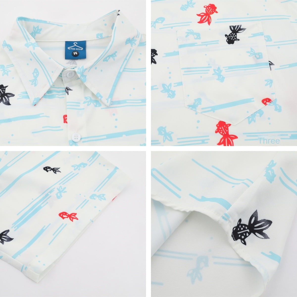 Retro Cartoon Goldfish Short Sleeve Shirt Unisex Loose Casual Versatile Couple Blouse