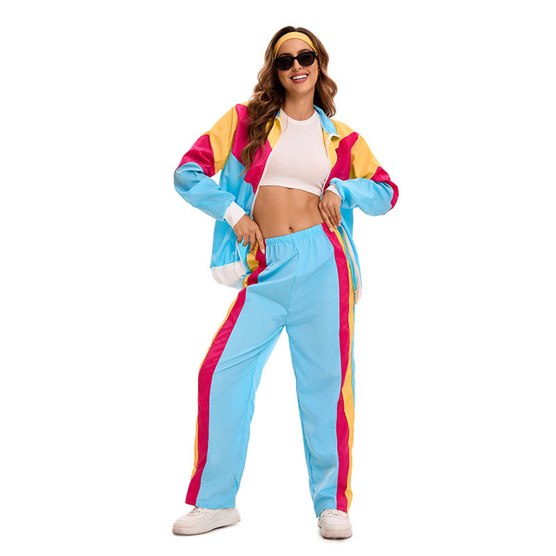 Retro Adult Women's Disco Sportswear Carnival Party Hip-Hop Stage Performance Outfit Set