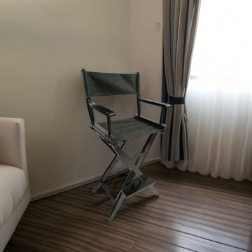 Casual Home Director's Chair, Black Frame/Black Canvas,Suitable for adults, foldable style, 2pcs/set populus