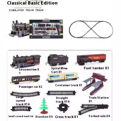 Retro Electric Rail Car Small Train Assembled Model Educational Toys