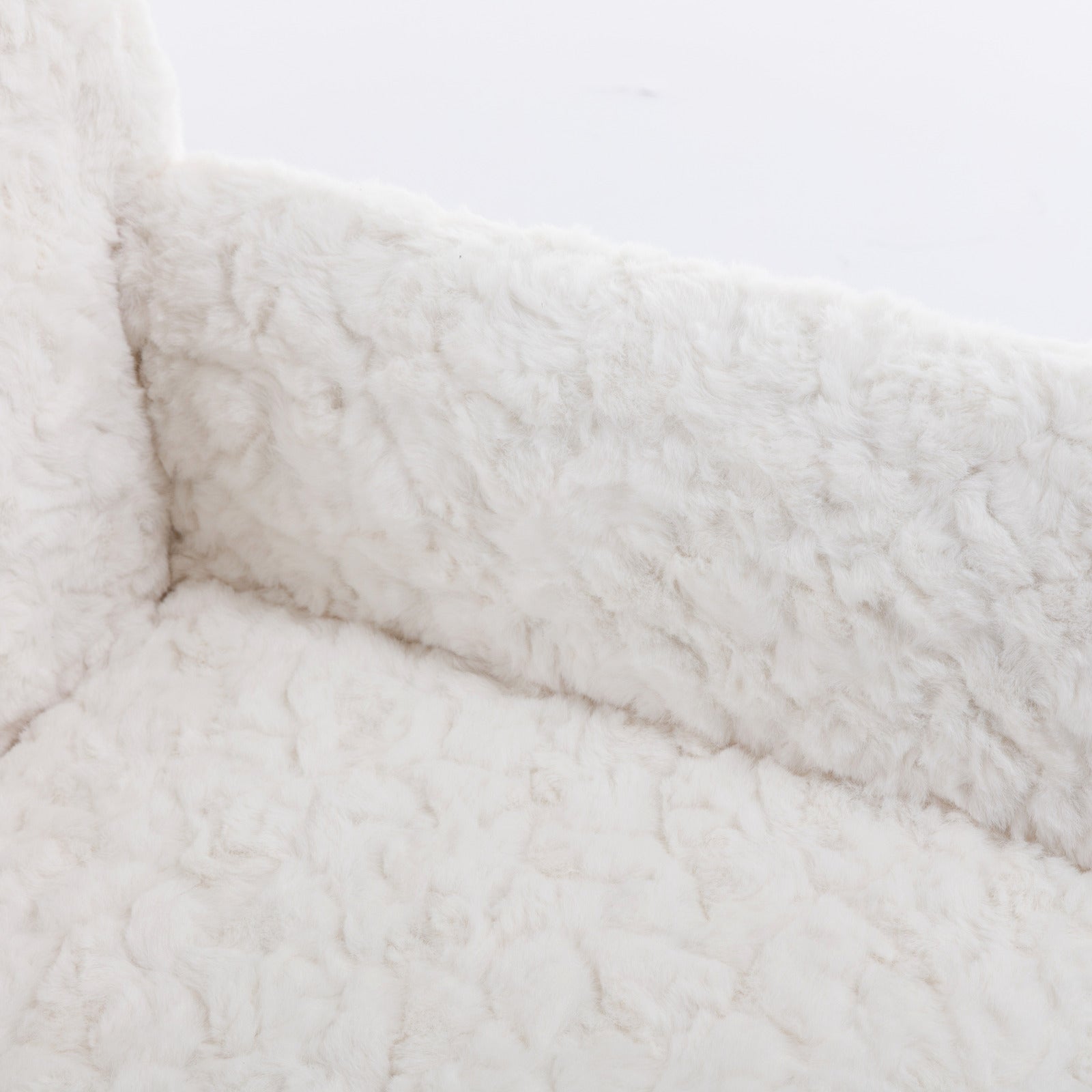 Artificial rabbit hair gold metal base home office chair adjustable chair rotating office chair, dressing chair (beige)