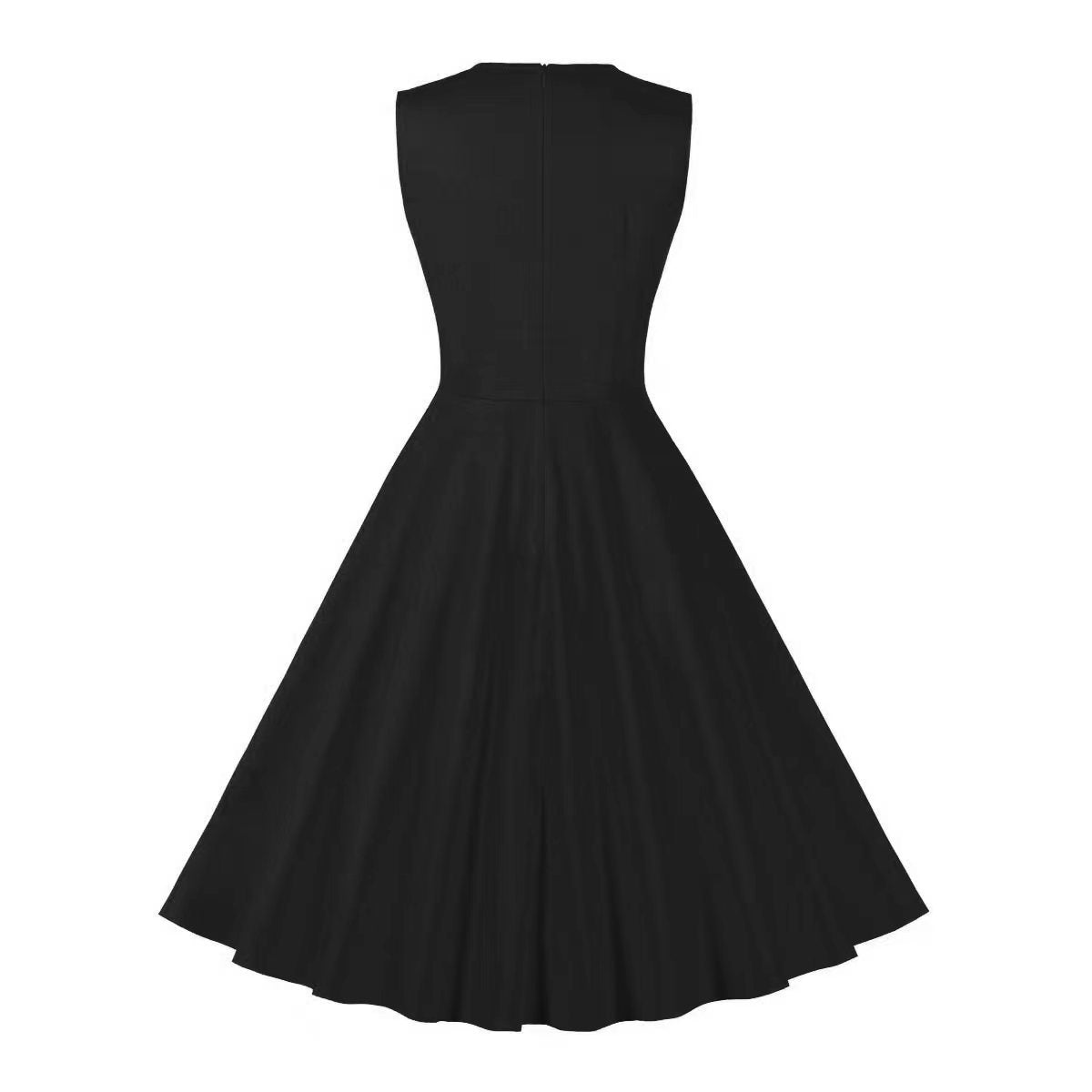 Halloween cotton double-breasted plaid printed sleeveless V-neck vintage dress