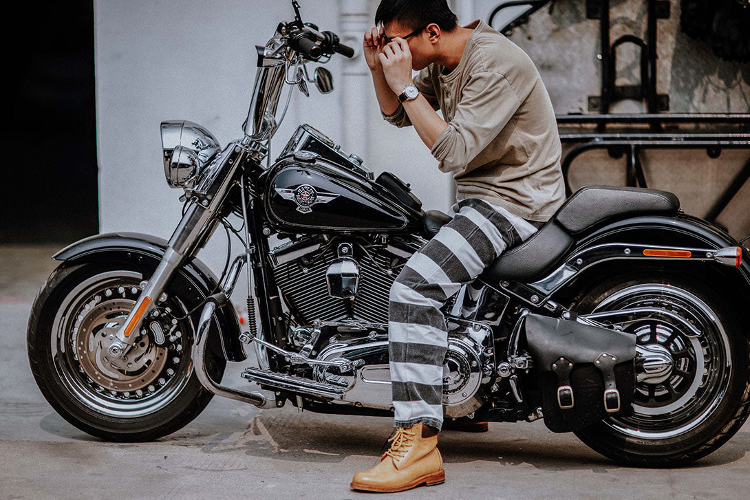 Wide Striped Prison Motorcycle Pant