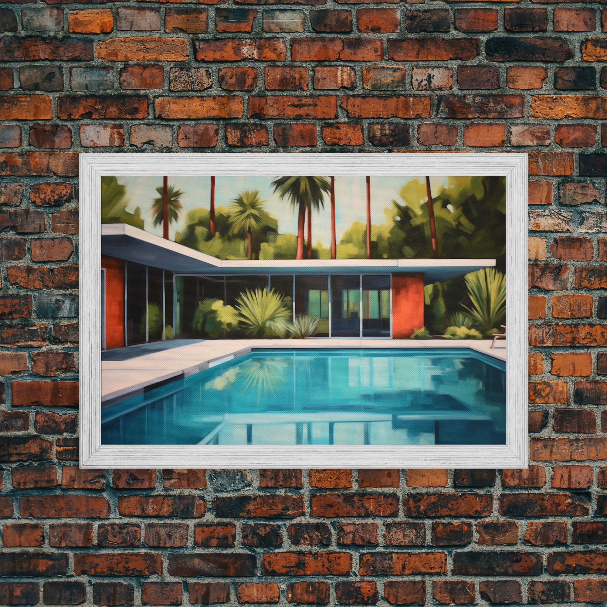 Mid Century Modern Wall Art, Mid Century House Print, Eames Era, Retro Art Print, Framed Wall Decor, MCM Architecture Study Wall Art