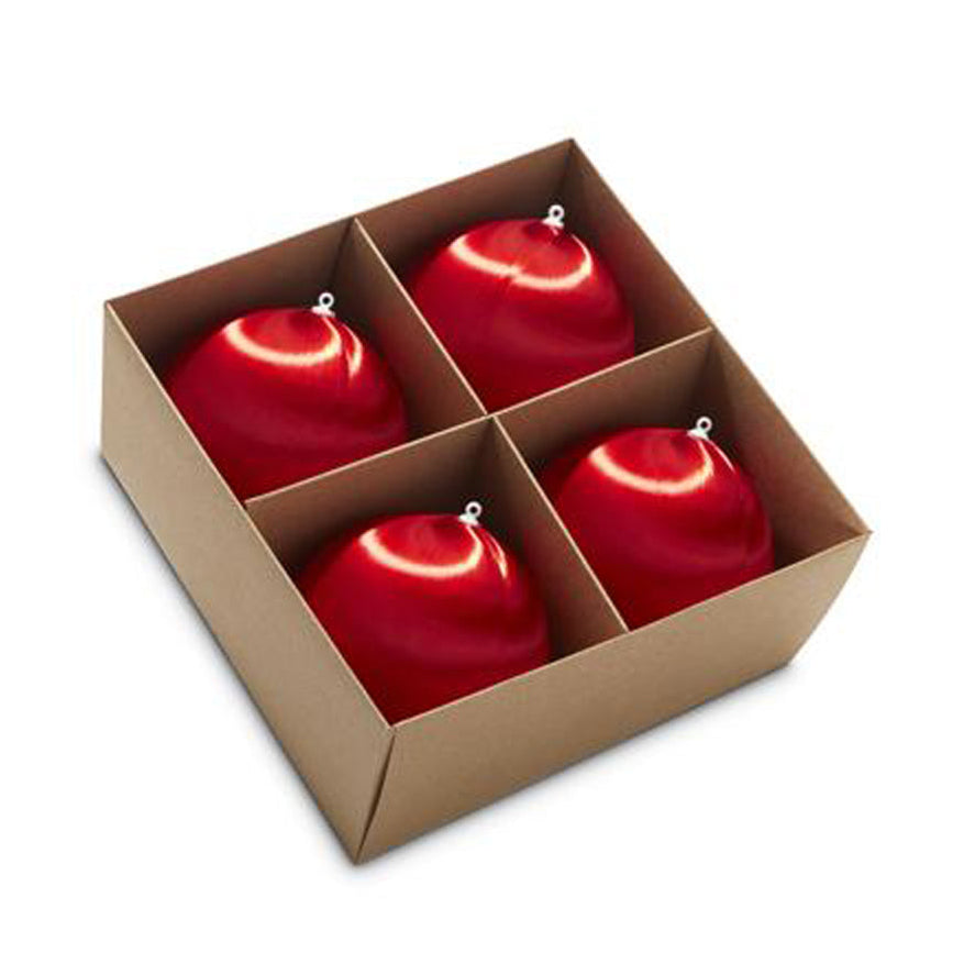 Box Of Vintage-Inspired Red Satin Ball 4" Ornaments