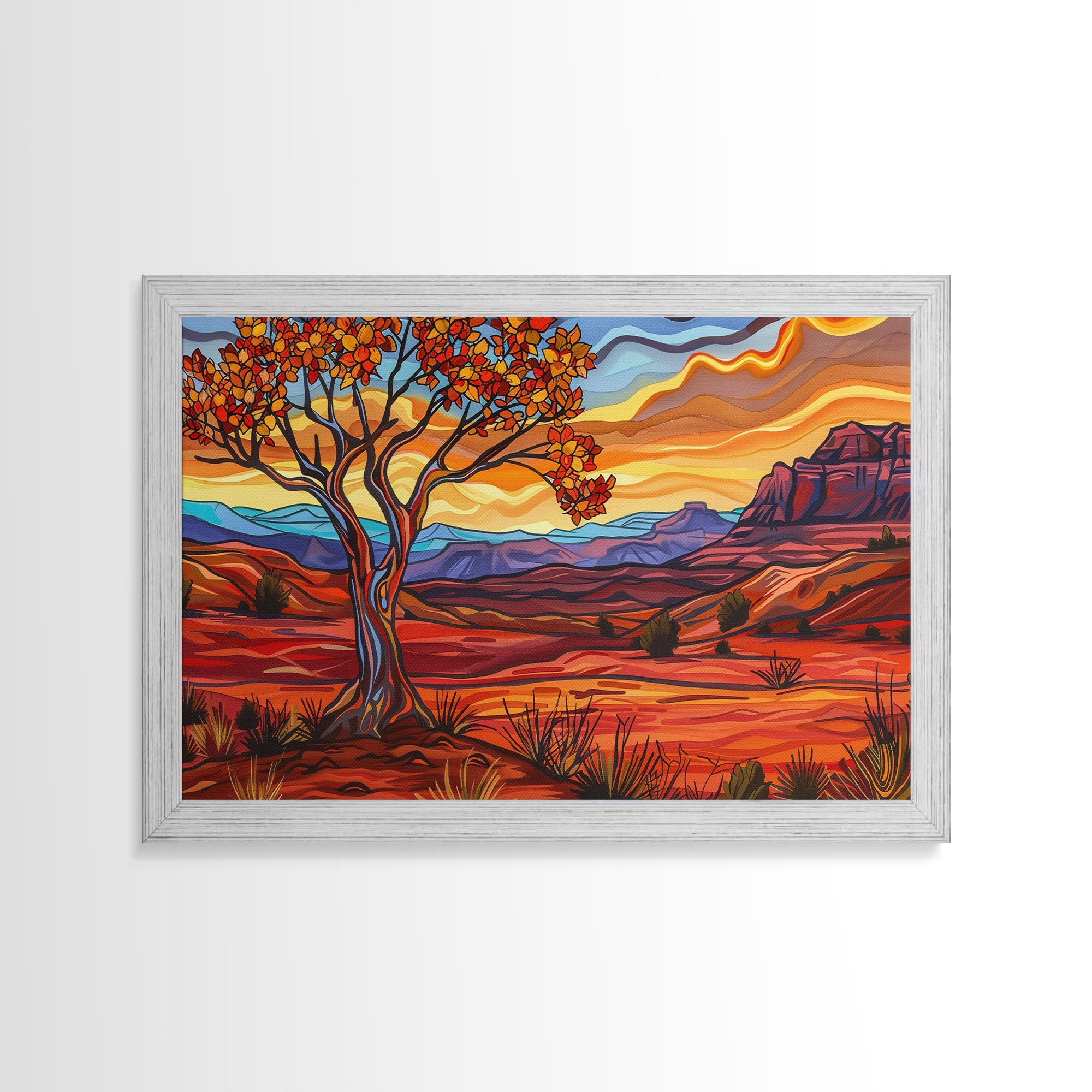 Retro Pop Art Desert Print, Van Gogh Inspired Wall Art, Rustic Southwest Decor, Farmhouse, Wild West, Wester Decor, Home Decor Living Room