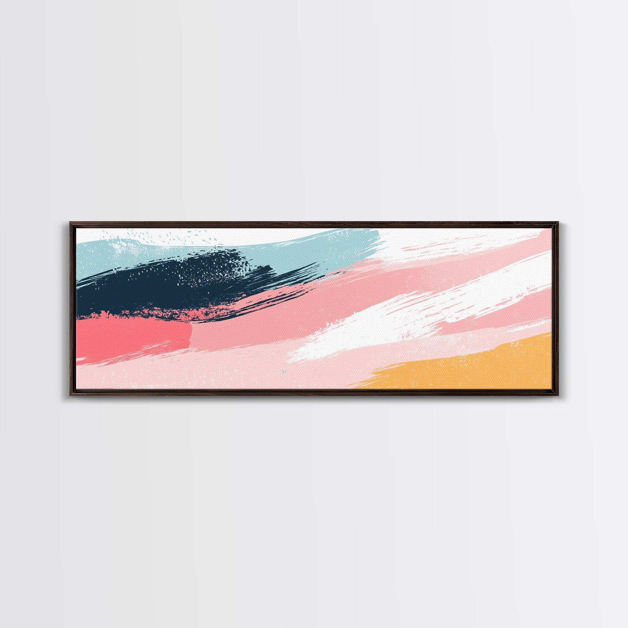Retro 90s Inspired Wall Art, Framed Canvas Print, Pink and Cerise Swishes, Boho Abstract Art, Modern Art / Home Decor