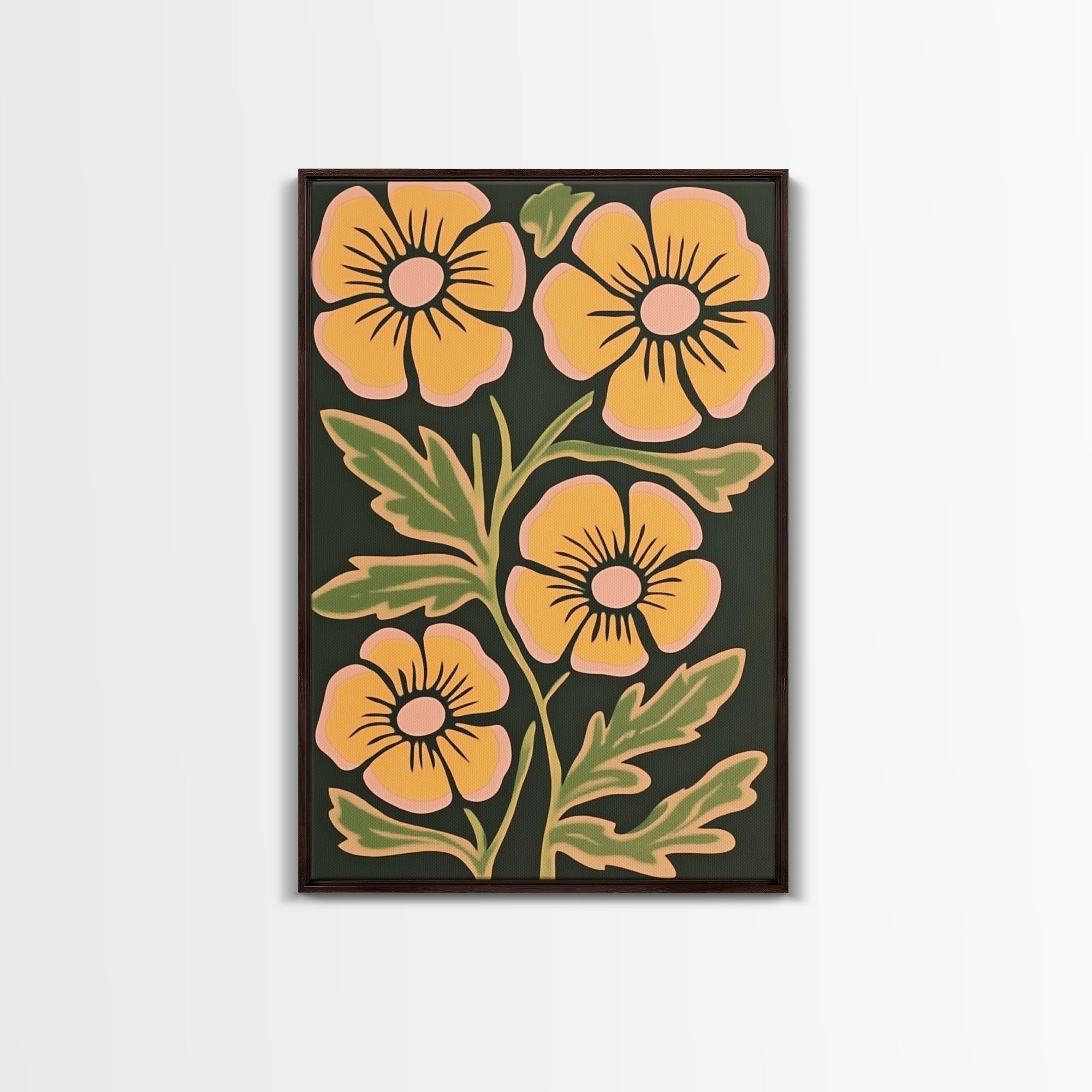 Midcentury Boho Modern Art, Abstract Floral Print, Botanical Decor, Florer Painting Wall Art, Canvas Print, Flower Art Prints, Mid Century Art