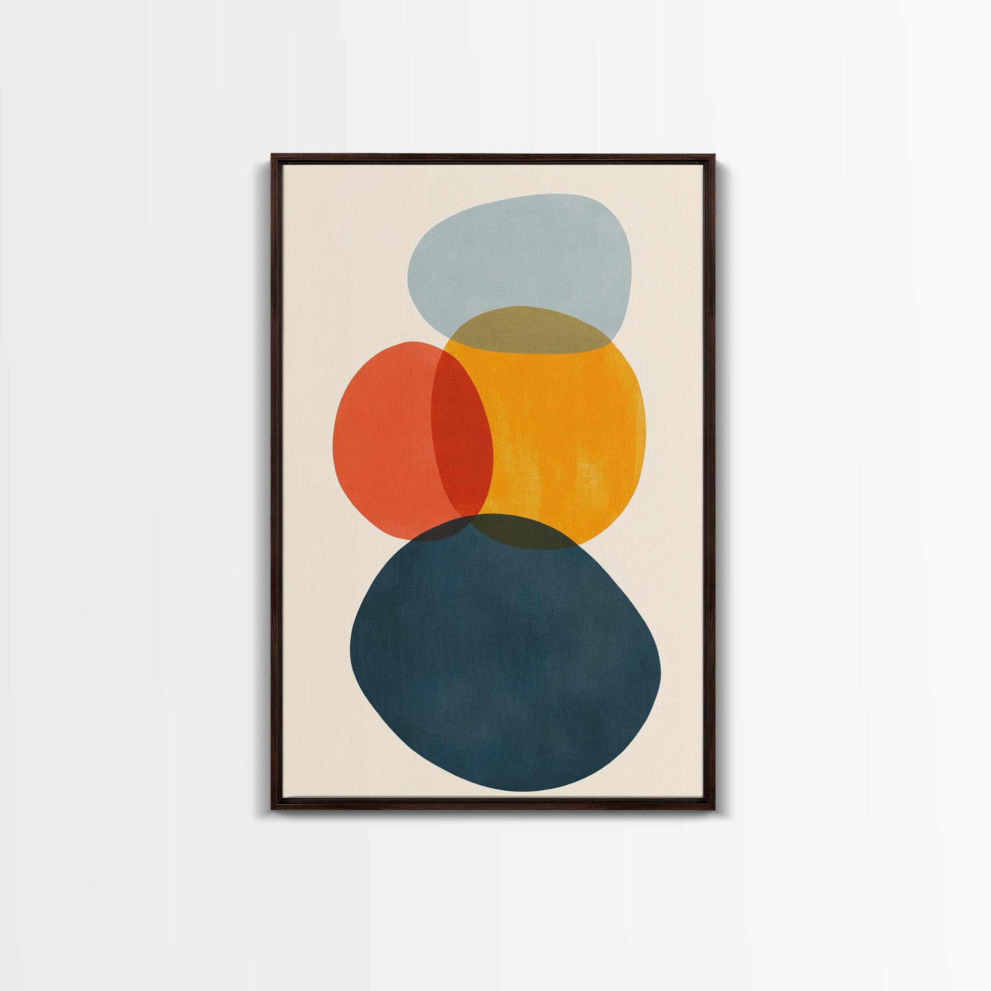 Mid Century Modern Abstract Wall Art Print, White Background Watercolor Spots On Canvas, Canvas Print, Modern Retro Living Room Art