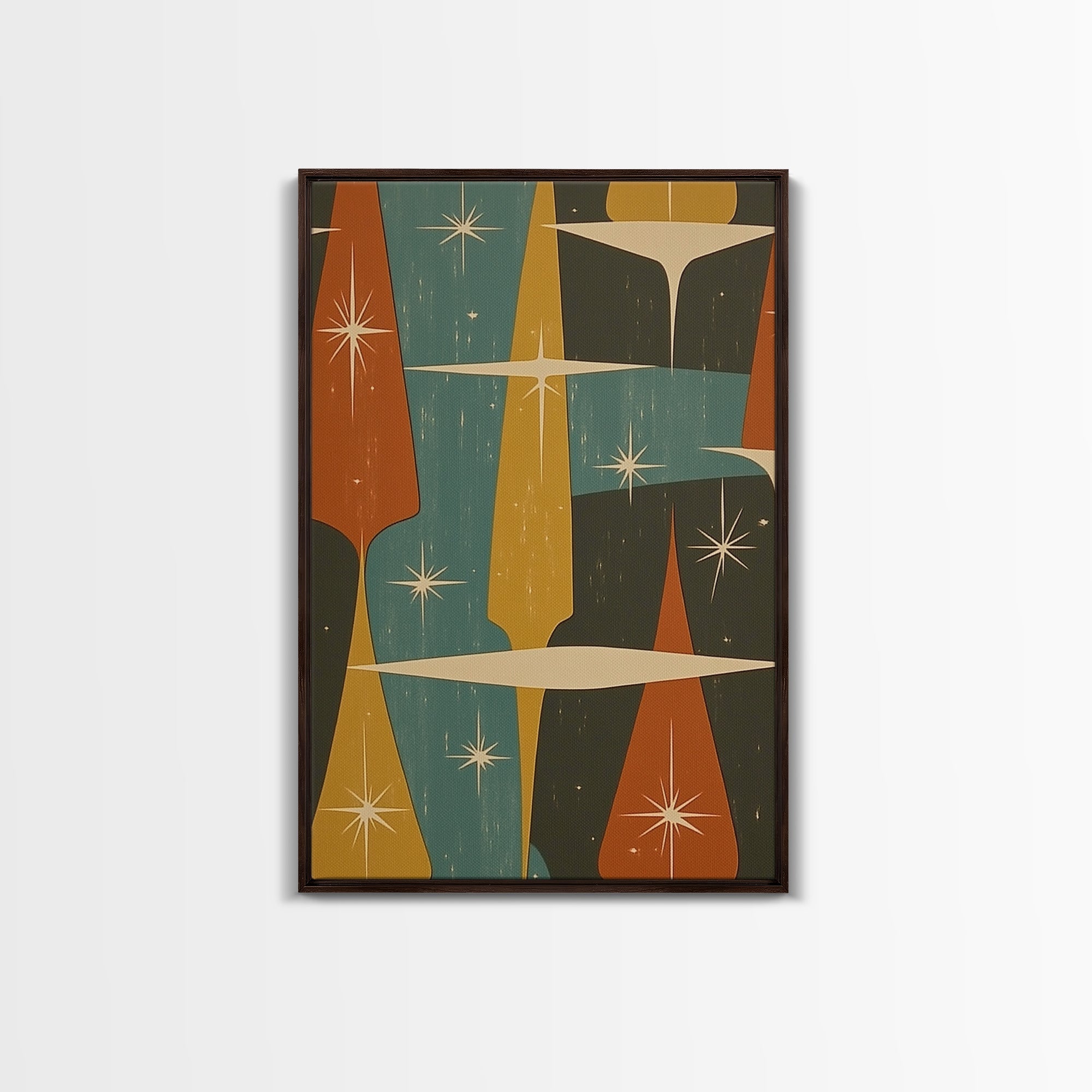 Art Deco Star Burst Canvas Print Wall Art, Retro 50s Style, Starburst, Mid-Century Modern Wall Art, Boho Decor