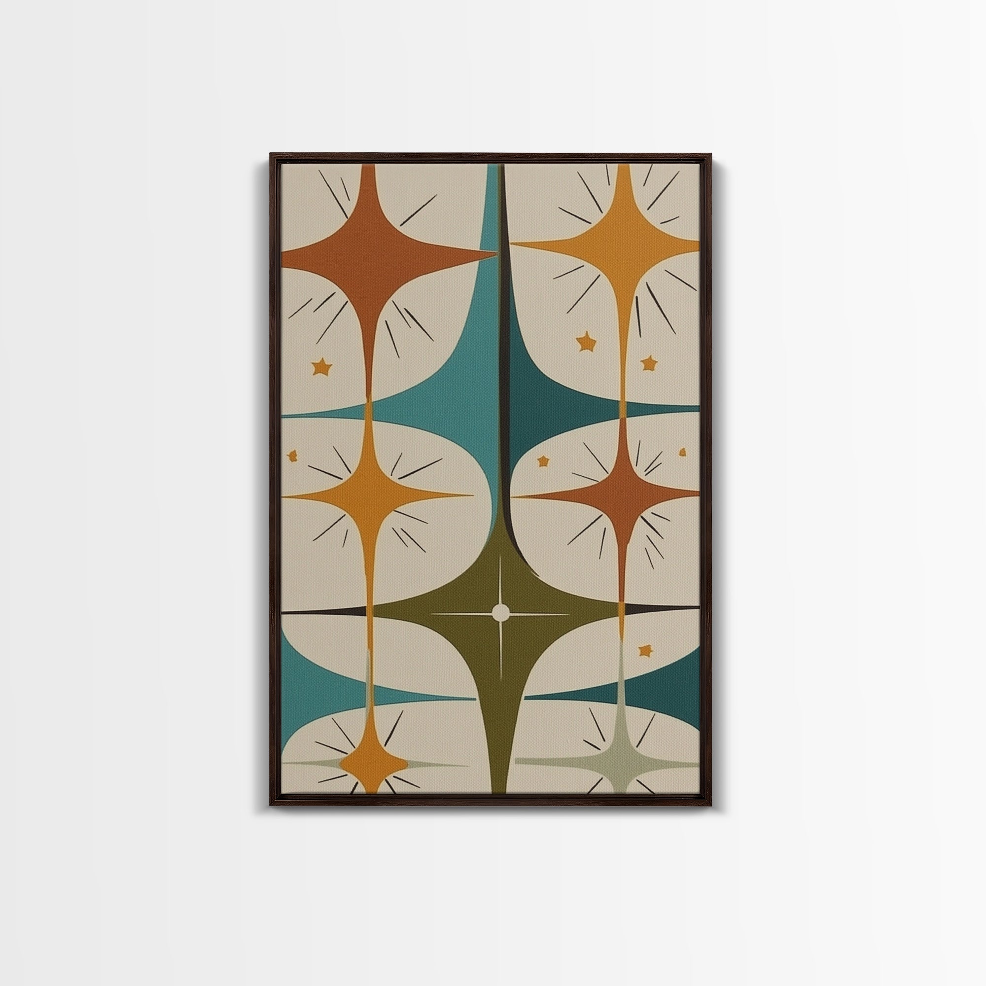 Art Deco Star Burst Canvas Print Wall Art, Retro 1950s Style, Starburst, Mid-Century Modern Wall Art, Minimalist Home Decor, Modern Art