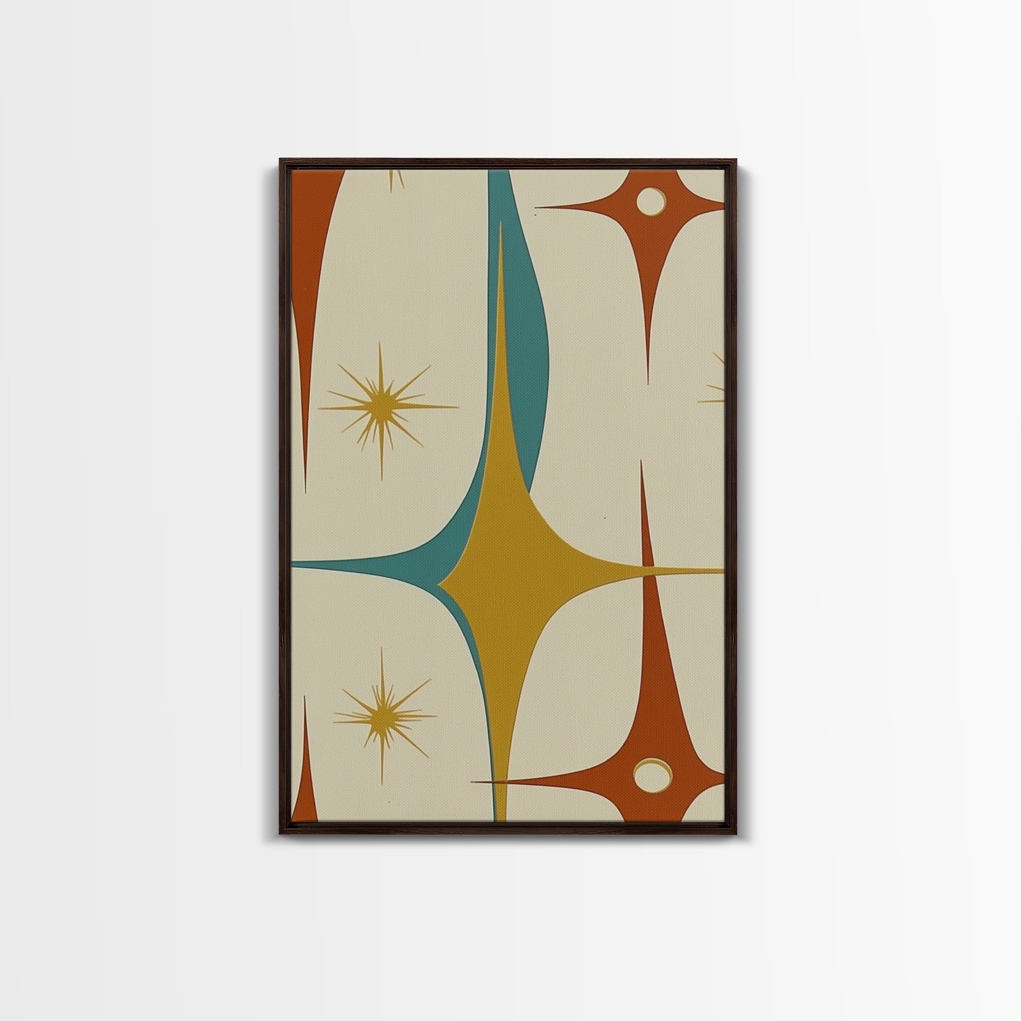 1950s Style Retro Starburst, Pastel Colors, Canvas Print, MCM Wall Art Home Decor
