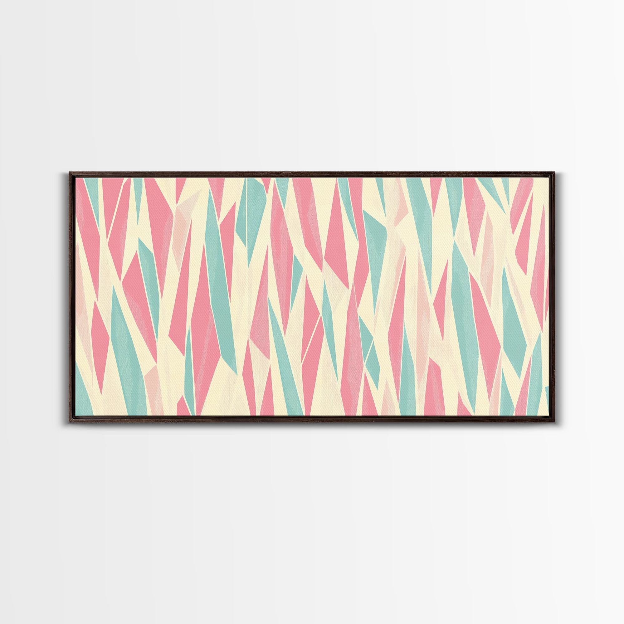 Pastel Mid-Century Modern Art - Retro Geometric Wall Art - Framed Canvas Print - Modern Abstract Painting - Bold Bright Colors