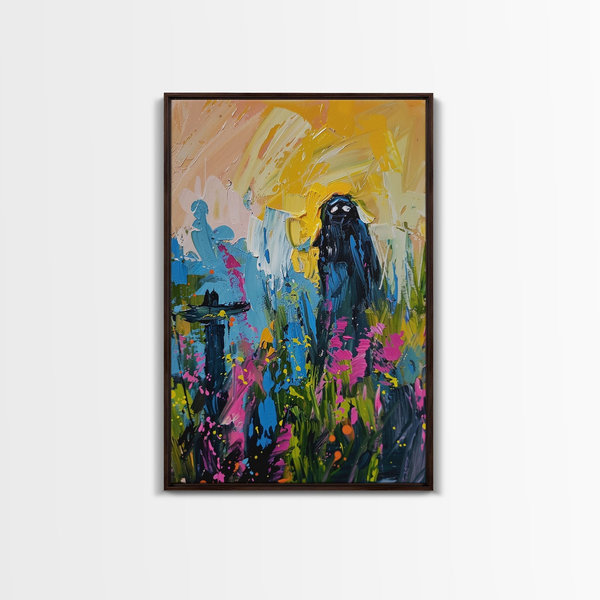 Halloween Ghost Bride Framed Canvas Print, Unique Spooky Decor, Living Room Art, Whimsical Ghostly Home Decoration, Retro Style Wall Art