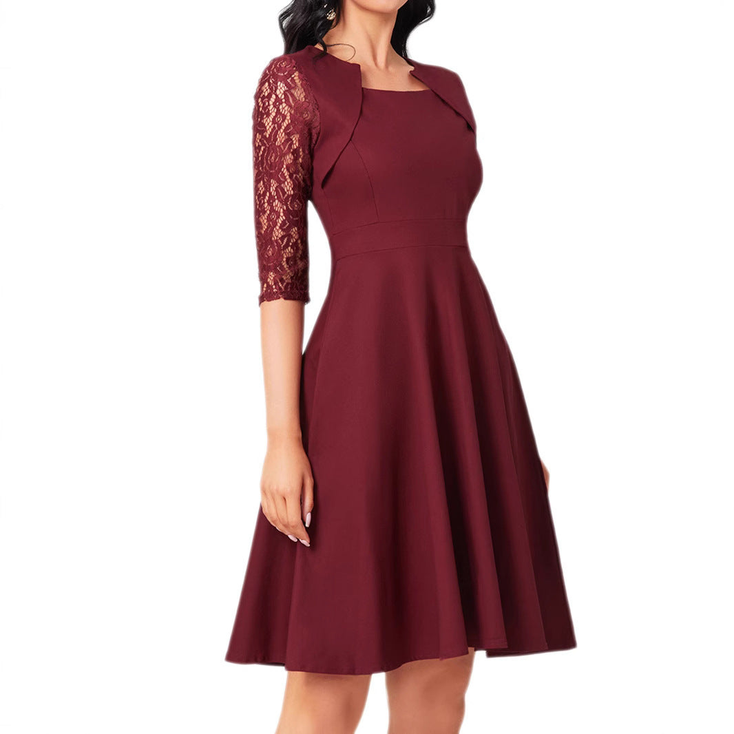 Women's Fashion Personality Vintage Floral Lace Dress