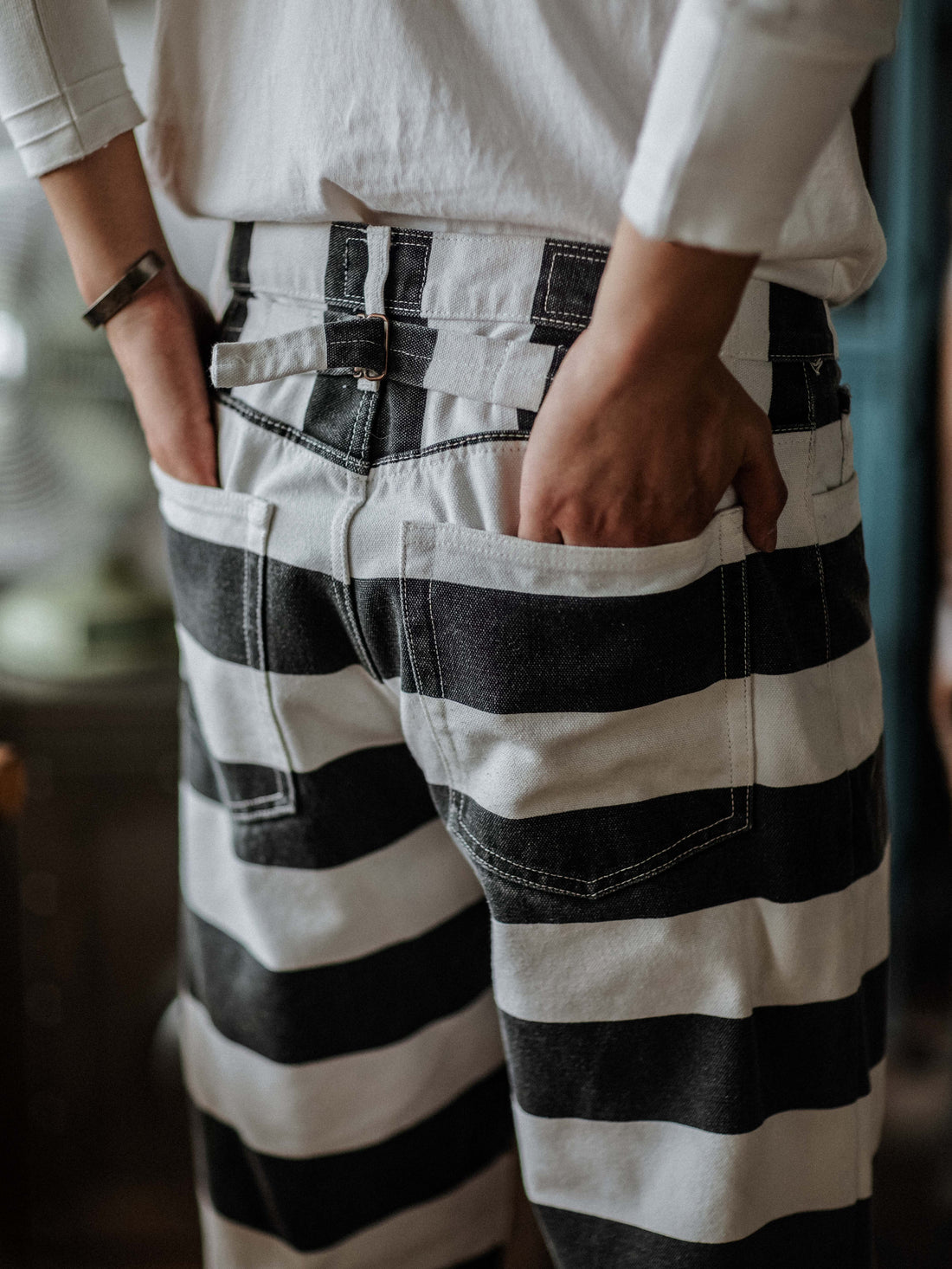 Wide Striped Prison Motorcycle Pant