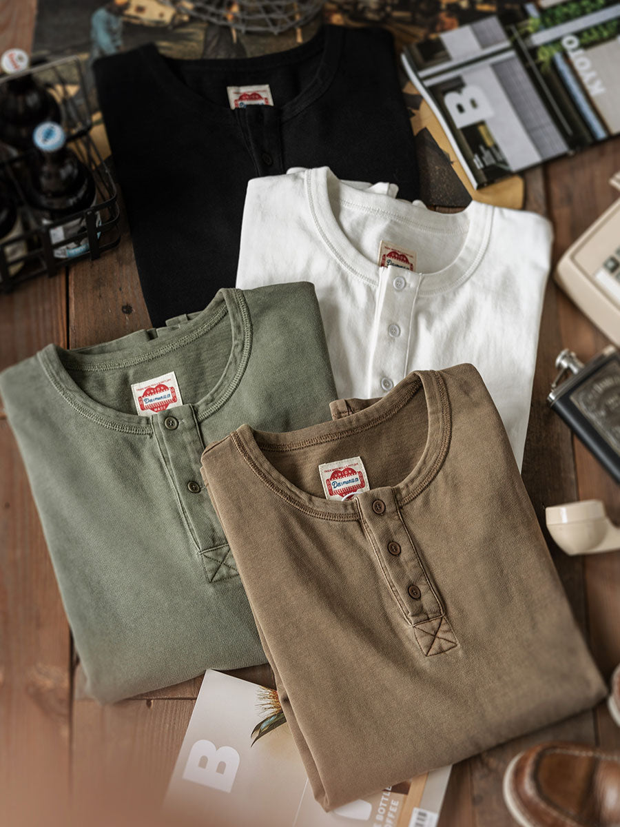 Vintage Long Sleeve Henley Shirt