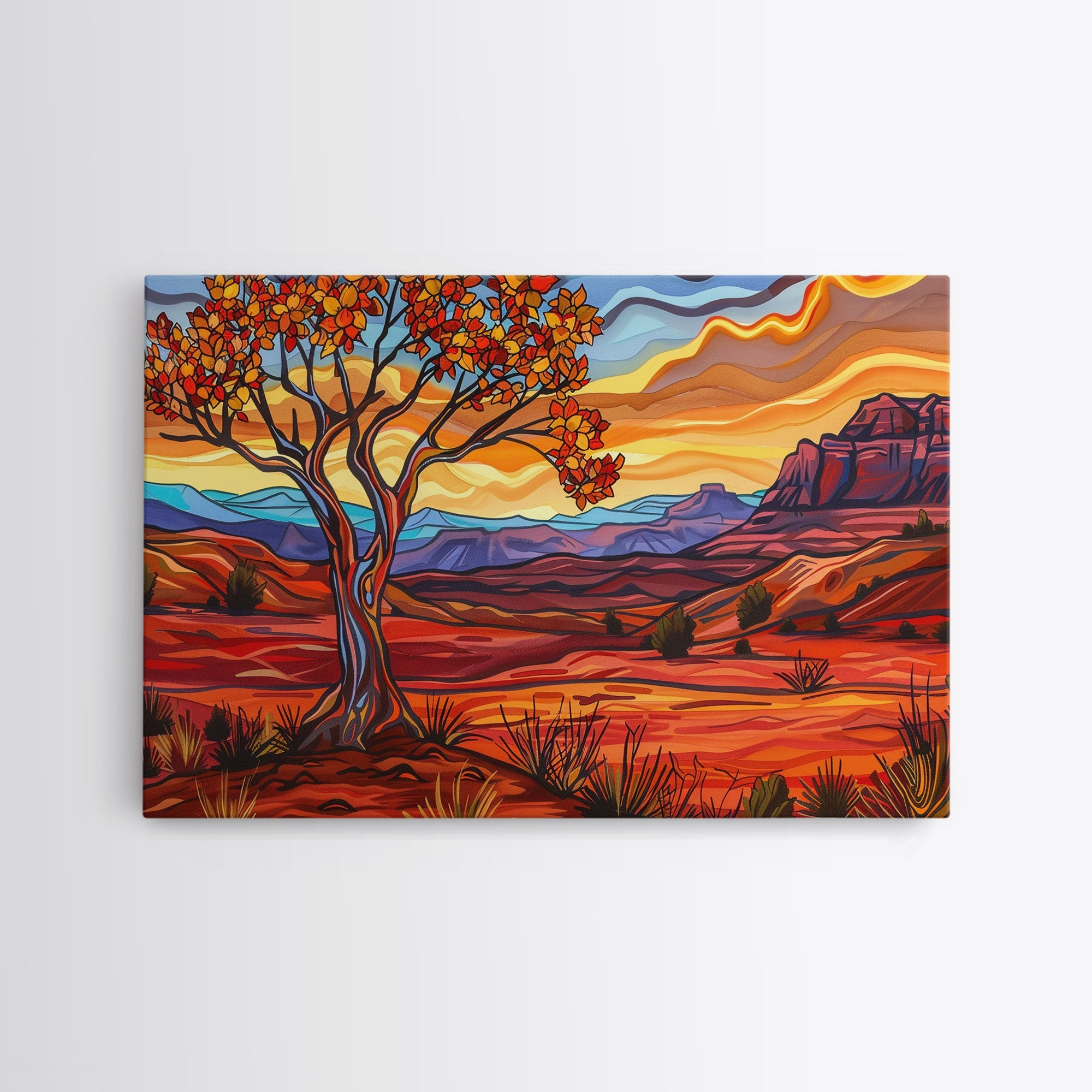 Retro Pop Art Desert Print, Van Gogh Inspired Wall Art, Rustic Southwest Decor, Farmhouse, Wild West, Wester Decor, Home Decor Living Room