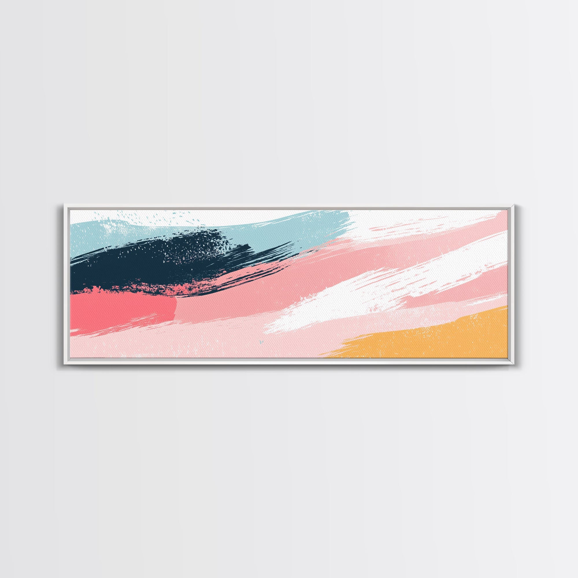 Retro 90s Inspired Wall Art, Framed Canvas Print, Pink and Cerise Swishes, Boho Abstract Art, Modern Art / Home Decor