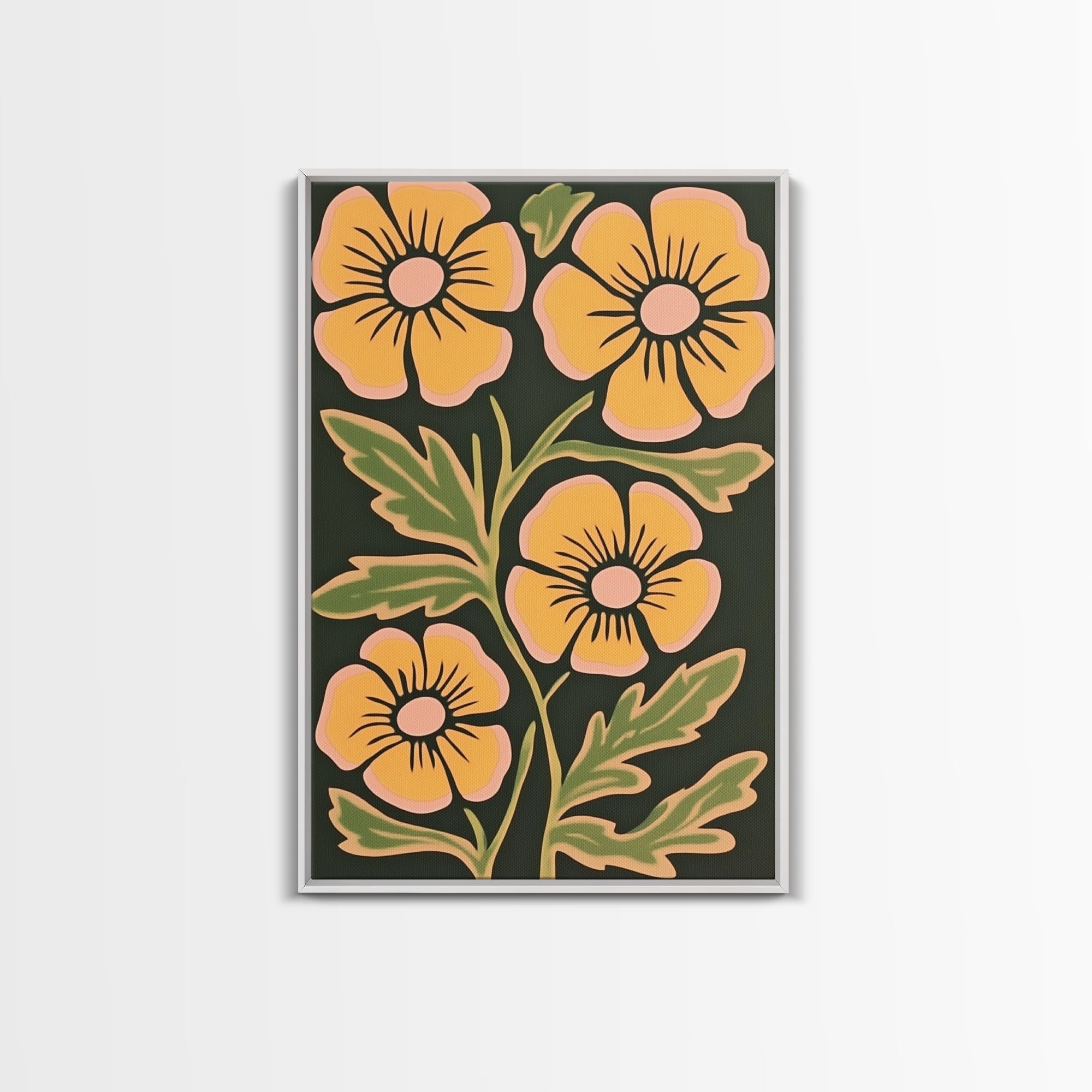 Midcentury Boho Modern Art, Abstract Floral Print, Botanical Decor, Florer Painting Wall Art, Canvas Print, Flower Art Prints, Mid Century Art