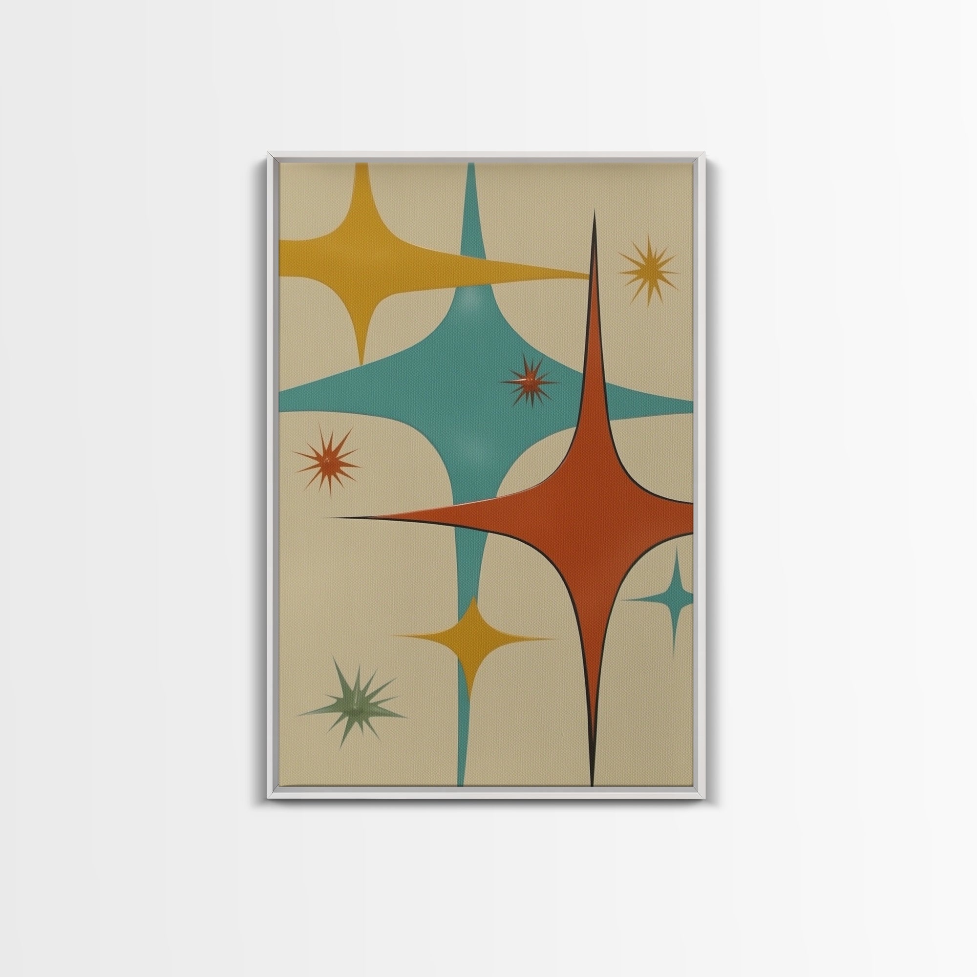 Art Deco Star Burst Canvas Print Wall Art, Retro 50s Style, Starburst, Mid-Century Modern Wall Art