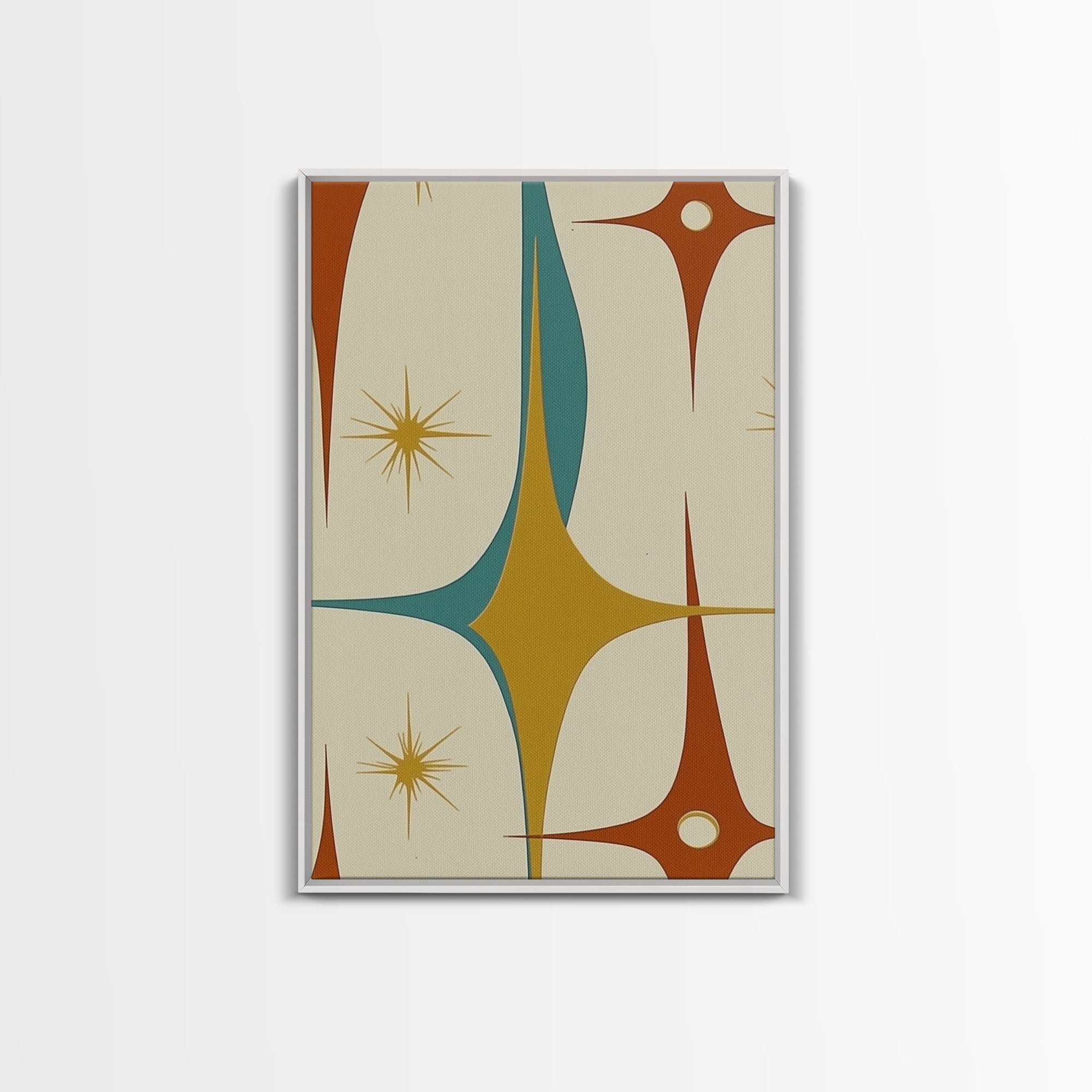 1950s Style Retro Starburst, Pastel Colors, Canvas Print, MCM Wall Art Home Decor