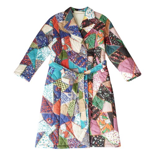 Autumn And Winter New Patchwork Vintage Slim Long Warm Cotton Padded Clothes