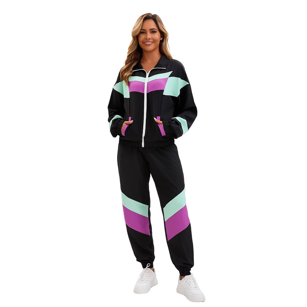 Hippie Disco Dance Costume Set 70s Retro Tracksuit Jacket and Pants for Men and Women Adult Party Wear
