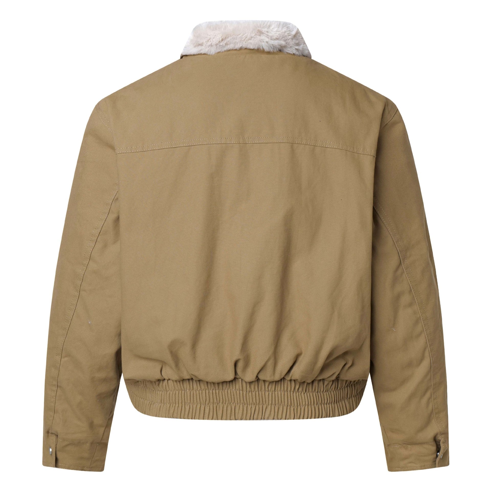 Retro Brown Stand Collar Warm Fleece Jacket Unisex Loose Casual Workwear Outerwear