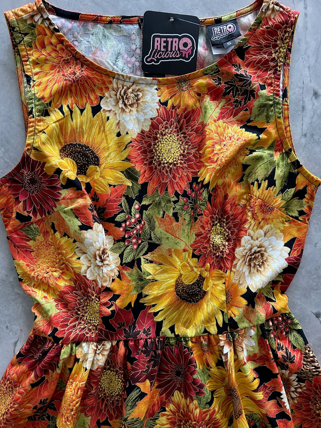 Sunflower Floral Vintage Dress